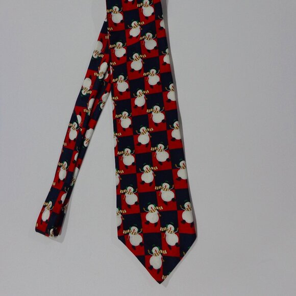 Holiday Traditions Hallmark Men's All Silk Necktie Snowman Holiday Christmas Tie - Picture 1 of 6